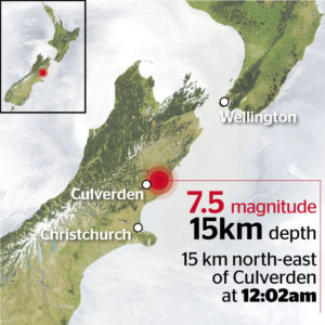 7.5 magnitude earthquake strikes in South Island of New Zealand; 2 dead and hundreds of aftershocks