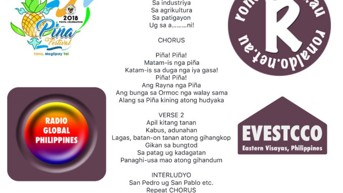 Lyrics of Ormoc City Piña Festival Samba Song